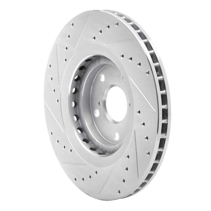 Lexus NX200T Brake Rotor (1) - Front Right - R1 Concepts - Drilled & Slotted - Silver - `08-`21